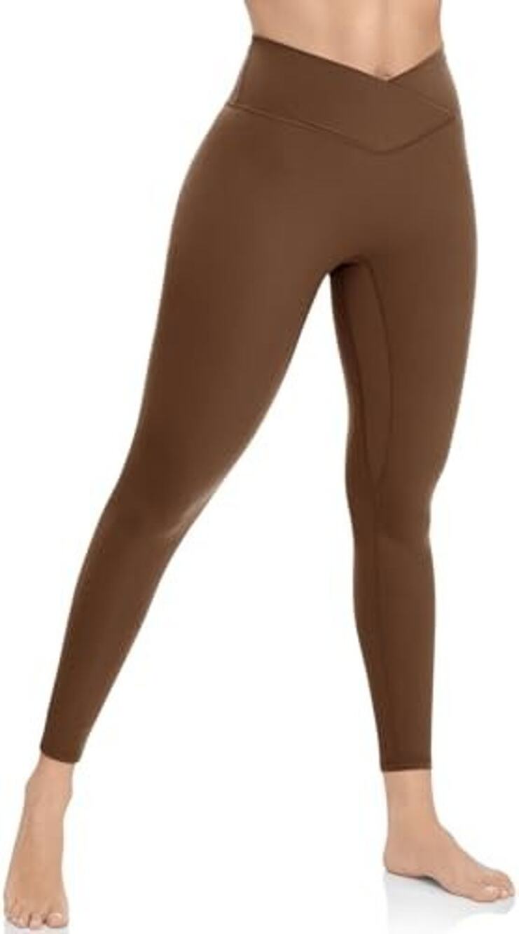 UEU V Cross High Waisted Leggings for Women, Workout Yoga Running Pants XS